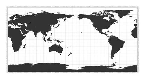 Vector world map. Equirectangular (plate carree) projection. Plain world ge.. Illustrazione stock