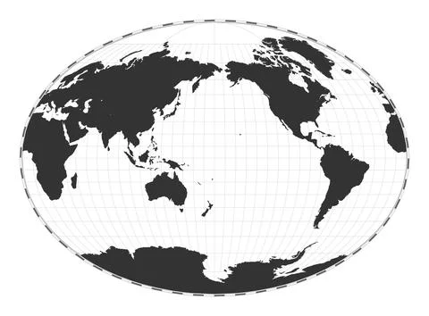 Vector world map. Fahey pseudocylindrical projection. Plain world geographi.. Stock Illustration