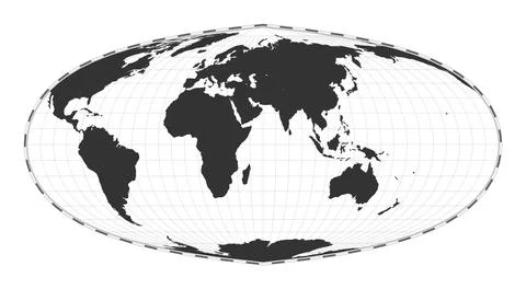 Vector world map. Foucaut's sinusoidal projection. Plain world geographical.. Stock Illustration