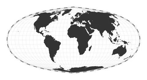 Vector world map. Foucaut's sinusoidal projection. Plain world geographical.. Stock Illustration
