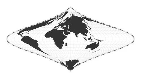 Vector world map. Foucaut's stereographic equivalent projection. Plain worl.. Stock Illustration