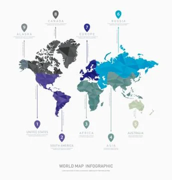 Vector world map geometric infographics Stock Illustration