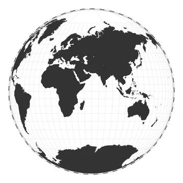 Vector world map. Gilbert's two-world perspective projection. Plain geograp.. Illustrazione stock