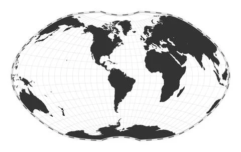 Vector world map. Ginzburg IV projection. Plain world geographical map with.. イラスト素材