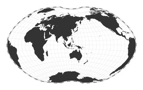 Vector world map. Ginzburg IV projection. Plain world geographical map with.. Stock Illustration