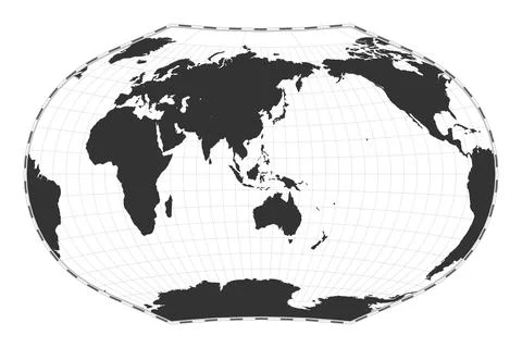 Vector world map. Ginzburg V projection. Plain world geographical map with .. Stock Illustration
