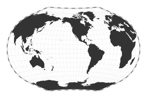 Vector world map. Ginzburg V projection. Plain world geographical map with .. Stock Illustration