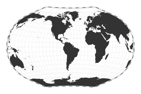 Vector world map. Ginzburg V projection. Plain world geographical map with .. Stock Illustration