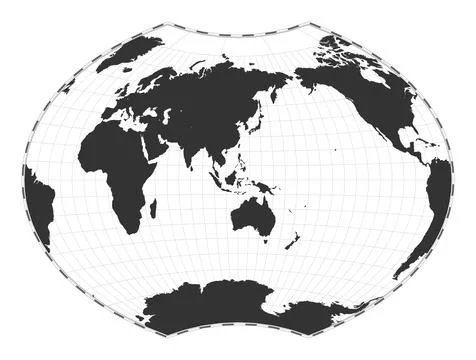 Vector world map. Ginzburg VI projection. Plain world geographical map with.. イラスト素材