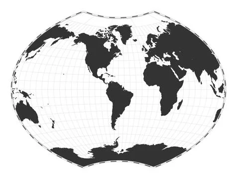 Vector world map. Ginzburg VI projection. Plain world geographical map with.. Stock Illustration