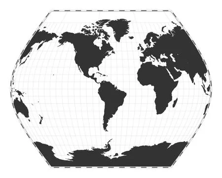 Vector world map. Ginzburg VIII projection. Plain world geographical map wi.. イラスト素材