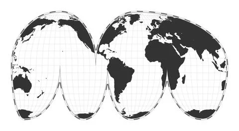 Vector world map. Goode's interrupted Mollweide projection. Plain world geo.. Stock Illustration
