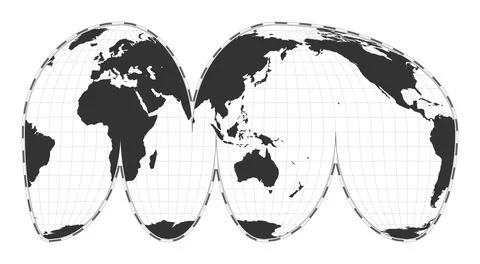 Vector world map. Goode's interrupted Mollweide projection. Plain world geo.. Stock Illustration