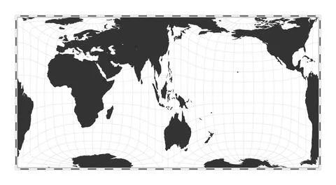 Vector world map. Gringorten square equal-area projection. Plain world geog.. Illustrazione stock