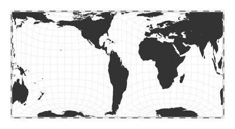 Vector world map. Gringorten square equal-area projection. Plain world geog.. Stock Illustration