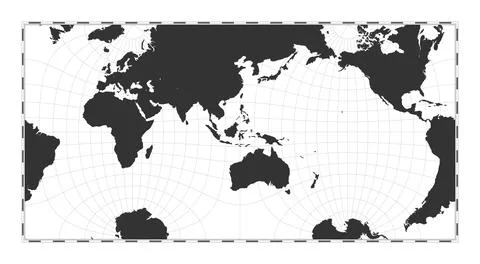 Vector world map. Guyou hemisphere-in-a-square projection. Plain world geog.. Stock Illustration
