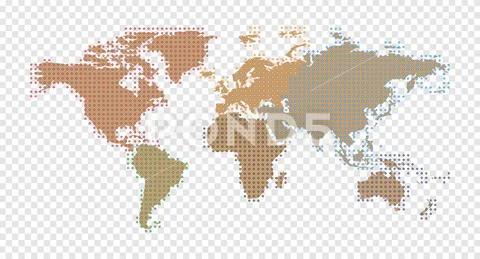 Vector world map with halftone pattern isolated on white: Graphic ...