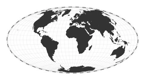Vector world map. Hammer projection. Plain world geographical map with lati.. イラスト素材