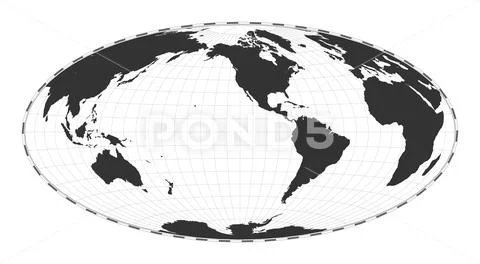 Vector world map. Hammer projection. Plain world geographical map with ...