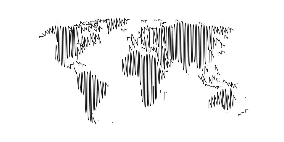 Vector world map, hand draw doodle style. Stock Illustration