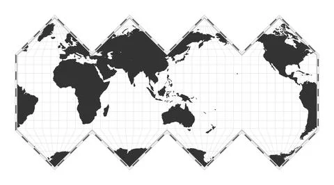 Vector world map. HEALPix projection. Plain world geographical map with lat.. Stock Illustration
