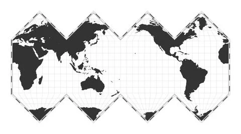 Vector world map. HEALPix projection. Plain world geographical map with lat.. Stock Illustration