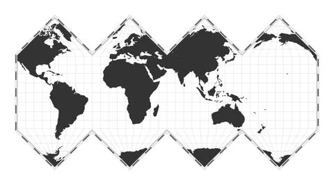 Vector world map. HEALPix projection. Plain world geographical map with lat.. イラスト素材