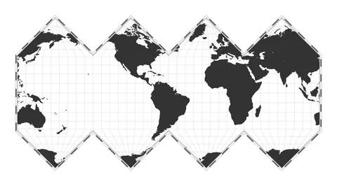 Vector world map. HEALPix projection. Plain world geographical map with lat.. Illustrazione stock