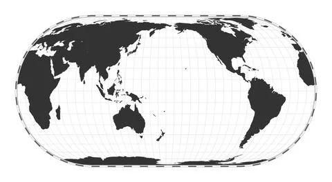 Vector world map. Herbert Hufnage's pseudocylindrical equal-area projection.. Stock Illustration