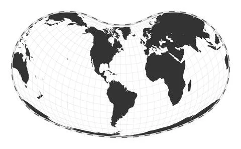 Vector world map. Hill eucyclic projection. Plain world geographical map wi.. Stock Illustration