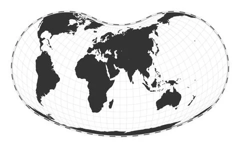 Vector world map. Hill eucyclic projection. Plain world geographical map wi.. Stock Illustration