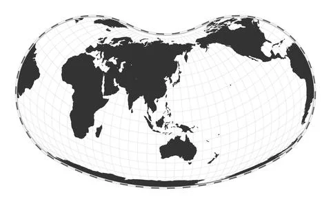 Vector world map. Hill eucyclic projection. Plain world geographical map wi.. Stock Illustration