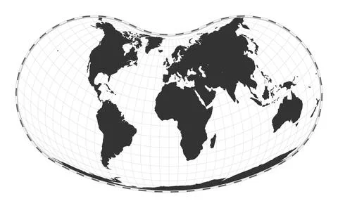Vector world map. Hill eucyclic projection. Plain world geographical map wi.. Stock Photos