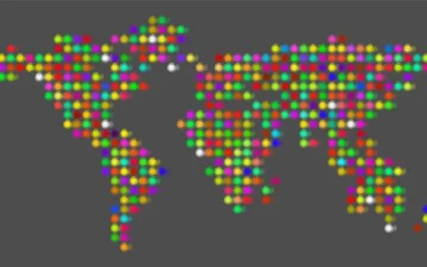 Vector world map illustration with colorful circles Stock Illustration