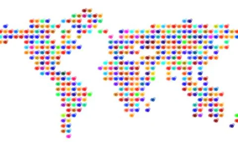 Vector world map illustration with colorful circles Stock Illustration