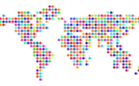 Vector world map illustration with colorful circles Stock Illustration