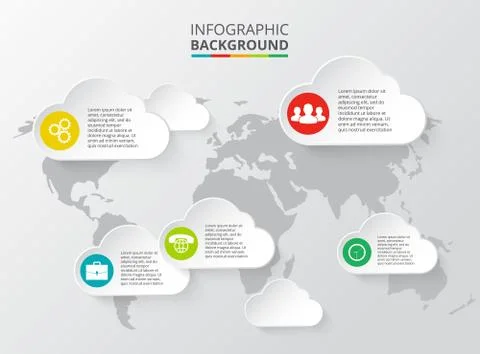 Vector world map with infographic elements Stock Illustration