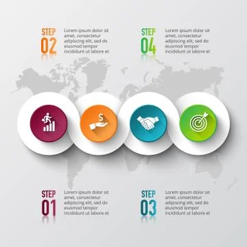 Vector world map with infographic elements. Stock Illustration