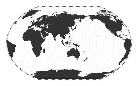 Vector world map. Kavrayskiy VII pseudocylindrical projection. Plain world .. Stock Illustration