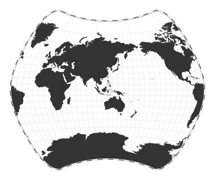 Vector world map. Larrivee projection. Plain world geographical map with la.. Illustrazione stock