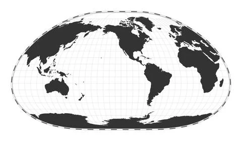Vector world map. Loximuthal projection. Plain world geographical map with .. Stock Illustration