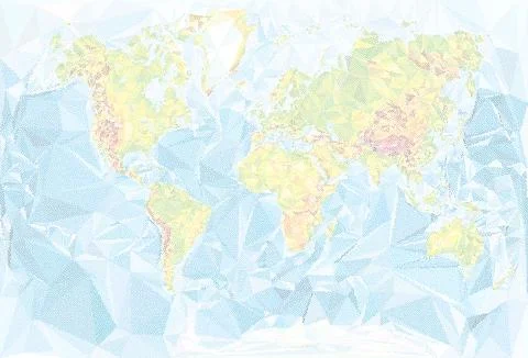 Vector world map made with stippled polygonal texture Stock Illustration