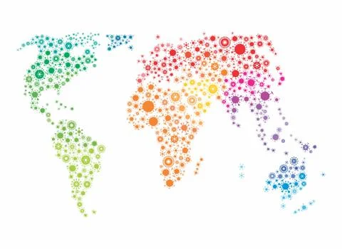 Vector world map made of virus shape silhouettes Stock Illustration