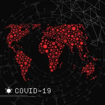 Vector world map made of virus shape silhouettes Stock Illustration