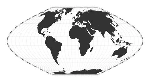 Vector world map. McBryde-Thomas flat-polar sinusoidal equal-area projectio.. Illustrazione stock
