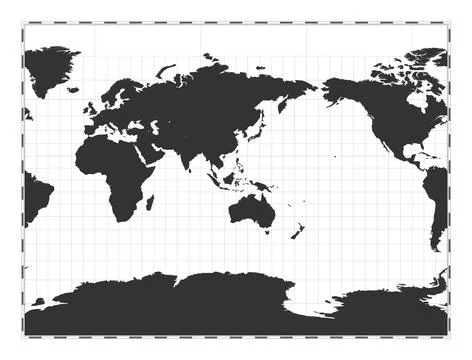 Vector world map. Miller cylindrical projection. Plain world geographical m.. Stock Illustration