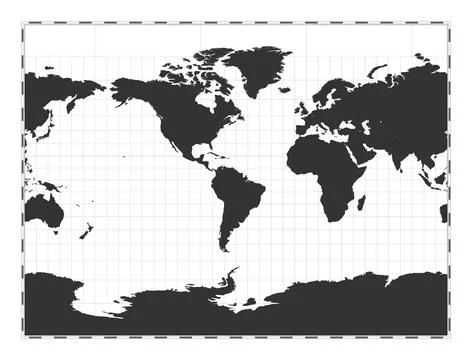 Vector world map. Miller cylindrical projection. Plain world geographical m.. Stock Illustration