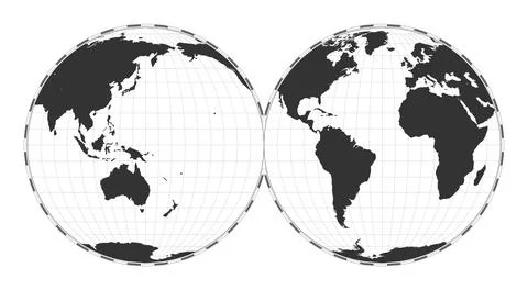 Vector world map. Mollweide projection interrupted into two (equal-area) he.. Stock Illustration