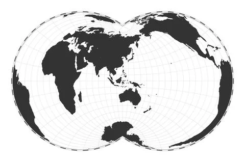 Vector world map. Nicolosi globular projection. Plain world geographical ma.. Stock Illustration