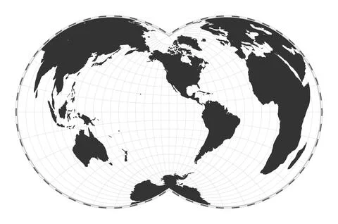 Vector world map. Nicolosi globular projection. Plain world geographical ma.. イラスト素材